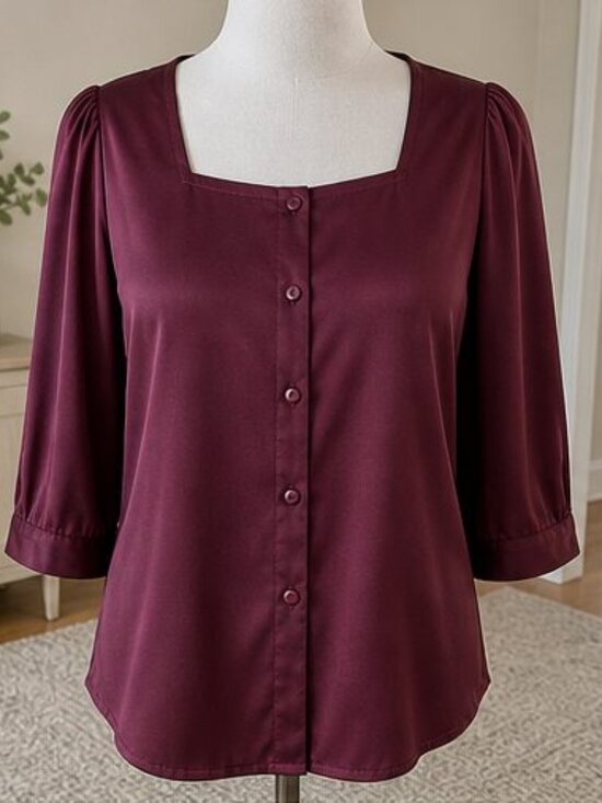 None Tops - Burgundy Tunic Blouse